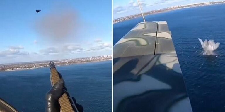 Ushtari ukrainas rrëzon dronin rus, e qëllon me pushkë nga kabina e aeroplanit